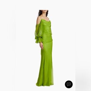$725 Claude Kameni Sage Jubilent Chiffon Gown size6